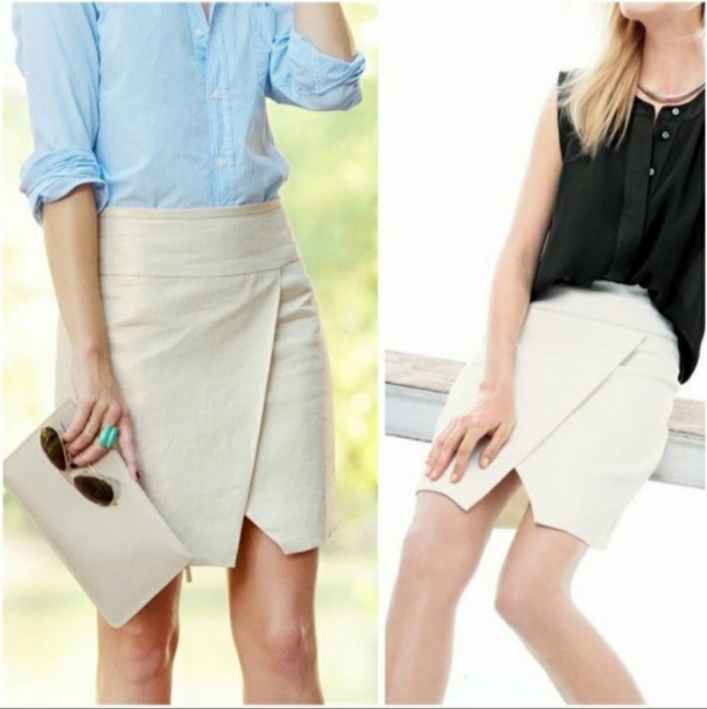 J.Crew Crossover Wrap Gold Metallic Linen Skirt